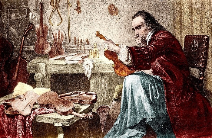 Antonio Stradivarius slefuind o vioara